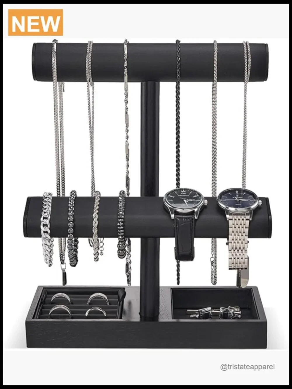 Watch Holder Stand, Wood Jewelry Display Rack Organizer for Necklaces Bracelets